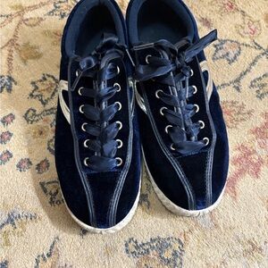 Tretorn Nylite Navy Velvet Sneakers with Ribbon Laces 8